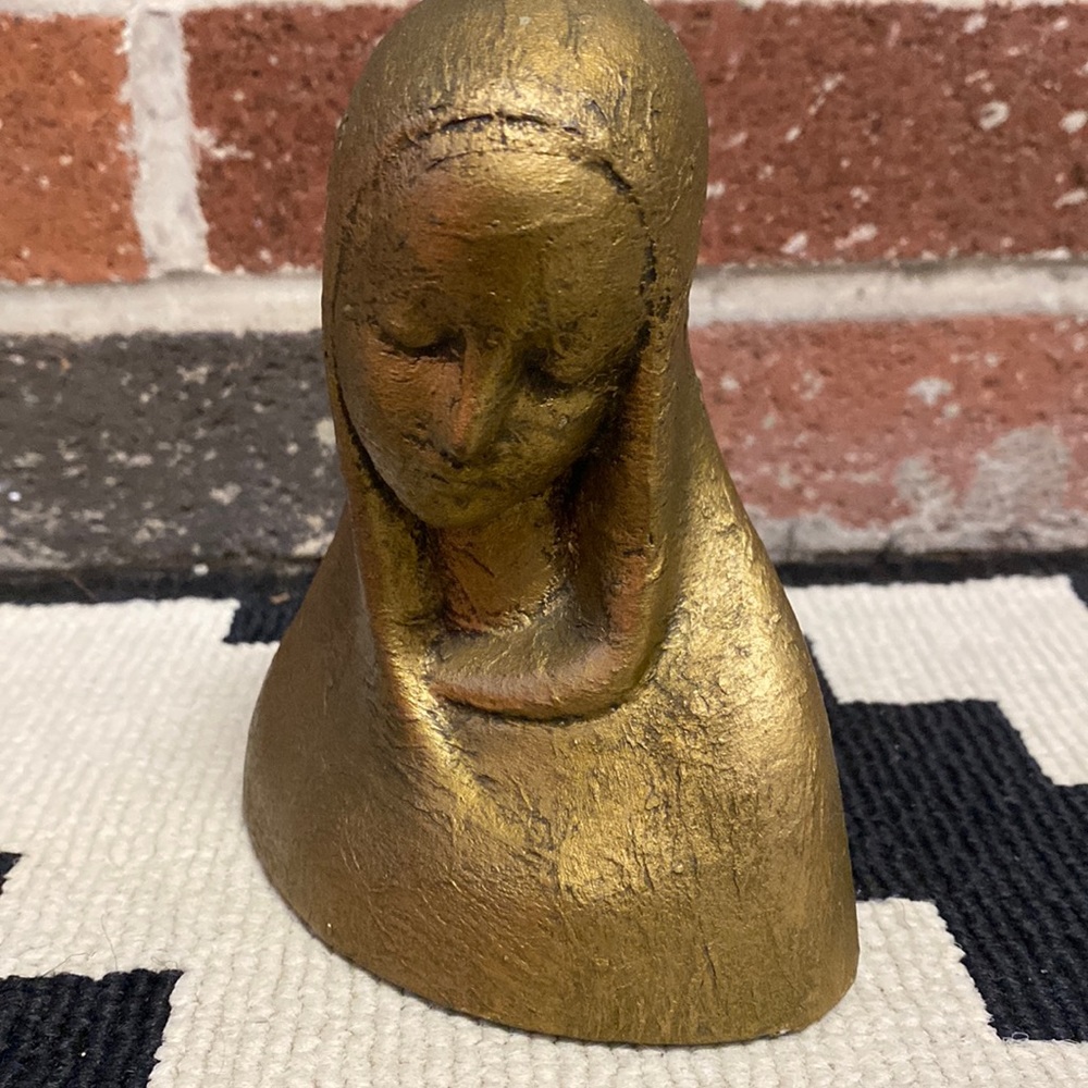 Vintage gold colored Virgin Mary bust